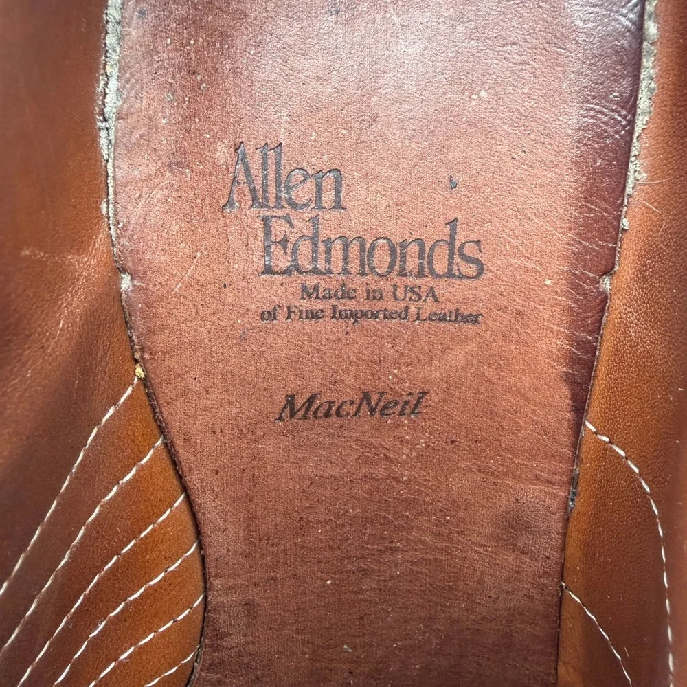 Allen Edmonds MacNeil Black Leather Wingtip Men's Dress Shoes Size 9.5 D Oxford